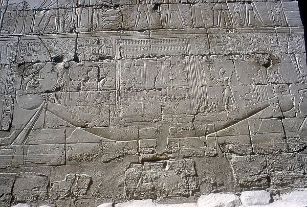 Relief showing the Solar Boat in the annual procesion, Temple of Amun, Karnak, 14th-13th century BC