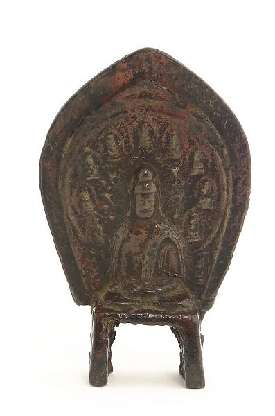 Relief statuette of seated Buddha with nine miniature Buddhas