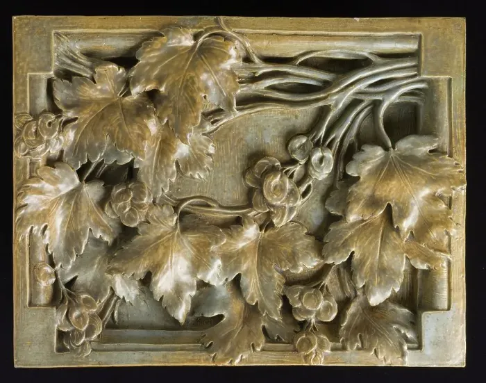 Framed Print : Relief with Vine Leaves and Grapes (image 1 of 3), 1900. Creators: Georges Hoentschel, Emile Grittel Framed Print : Relief with Vine Leaves and Grapes (image 1 of 3), 1900. Creators: Georges Hoentschel, Emile Grittel
