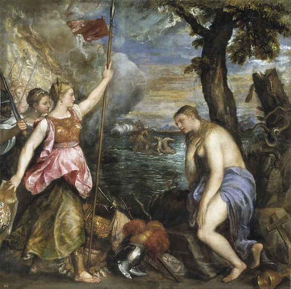 Religion saved by Spain. Artist: Titian (1488-1576)