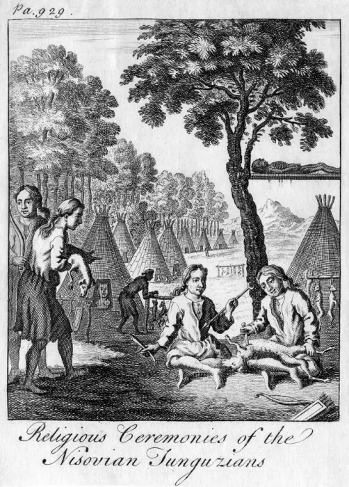 Framed Print : Religious Ceremonies of the Nisovian Tunguzians, c1748 Framed Print : Religious Ceremonies of the Nisovian Tunguzians, c1748