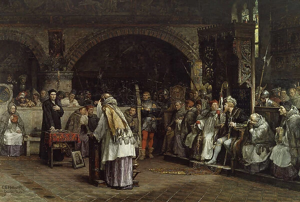 Religious Discourse between Olaus Petri and Peder Galle, 1883. Creator: Carl Gustaf Hellqvist