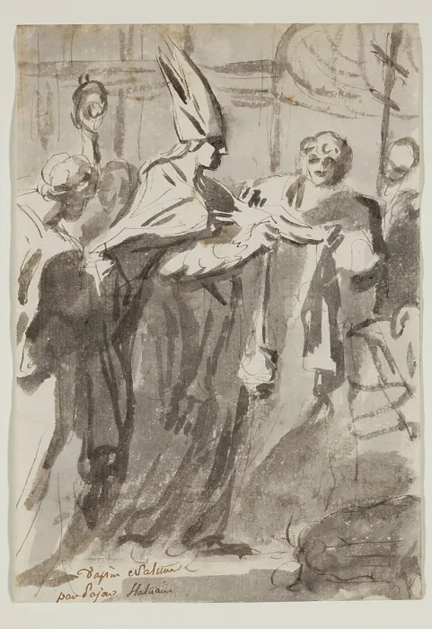 Framed Print : Religious Scene with Pope and Acolytes, c.between 1752 and 1756. Creator: Augustin Pajou Framed Print : Religious Scene with Pope and Acolytes, c.between 1752 and 1756. Creator: Augustin Pajou