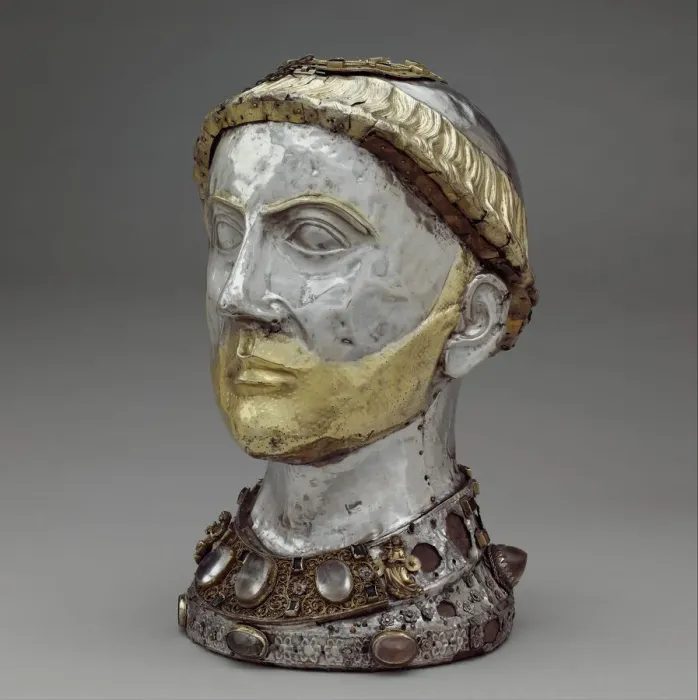Framed Print : Reliquary Bust of Saint Yrieix, French, ca. 1220-40, with later grill. Creator: Unknown Framed Print : Reliquary Bust of Saint Yrieix, French, ca. 1220-40, with later grill. Creator: Unknown