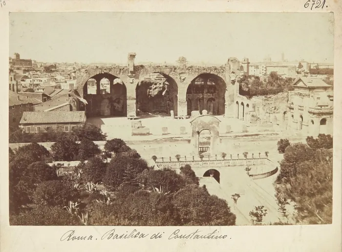 Framed Print : Remains of the Basilica of Maxentius and Constantine on the Via Sacra, Rome, between 1870-1880. Creator: Unknown Framed Print : Remains of the Basilica of Maxentius and Constantine on the Via Sacra, Rome, between 1870-1880. Creator: Unknown