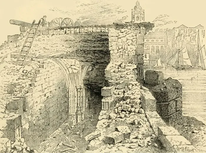 Framed Print : Remains of the Chapel of St. Thomas, Old London Bridge, (c1872). Creator: Unknown Framed Print : Remains of the Chapel of St. Thomas, Old London Bridge, (c1872). Creator: Unknown