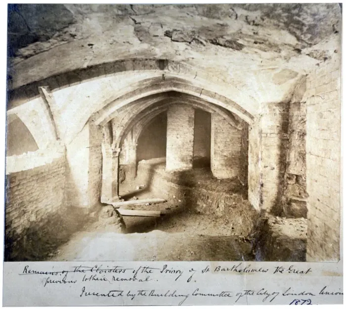 Framed Print : Remains of the cloisters of St Bartholomew-the-Great prior to their removal, City of London, 1872 Framed Print : Remains of the cloisters of St Bartholomew-the-Great prior to their removal, City of London, 1872