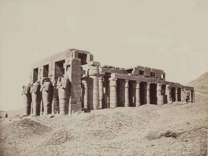 Framed Print : Remains of the Hypostyle Hall of the Ramesseum. Luxor, Wes, 19th century. Creator: Anon Framed Print : Remains of the Hypostyle Hall of the Ramesseum. Luxor, Wes, 19th century. Creator: Anon