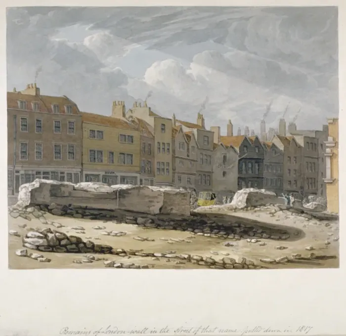 Framed Print : Remains of London Wall which were pulled down in 1817, City of London, 1817. Artist Framed Print : Remains of London Wall which were pulled down in 1817, City of London, 1817. Artist