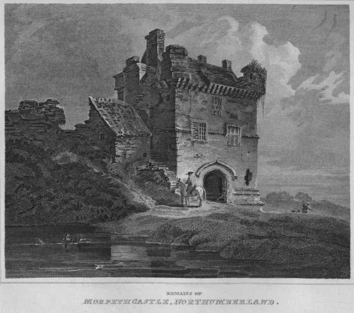 Framed Print : Remains of Morpeth Castle, Northumberland, 1814. Artist: John Greig