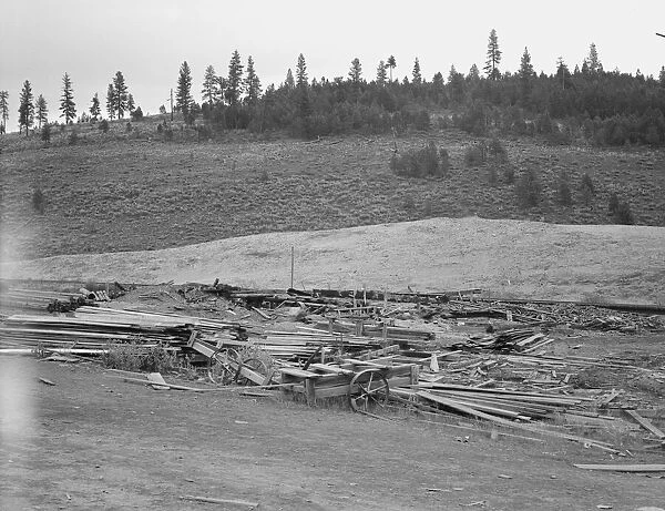 The remains of the sawmill in a deserted mill town, Tamarack, Adams County, Idaho, 1939. Creator: Dorothea Lange