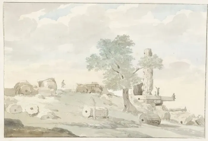 Framed Print : Remains of the Temple of Heracles within the walls of old Agrigento, 1778. Creator: Louis Ducros Framed Print : Remains of the Temple of Heracles within the walls of old Agrigento, 1778. Creator: Louis Ducros
