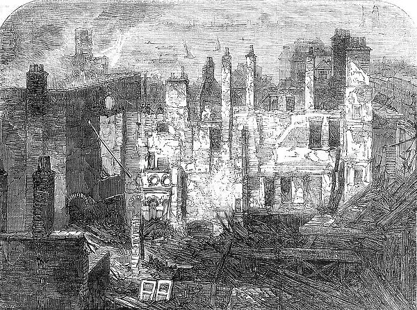 Remains of the Whittington Club, after the fire, 1854. Creator: Unknown