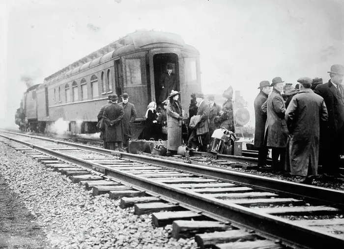 Framed Print : Remains of wrecked 20th C. [train], 1912. Creator: Bain News Service