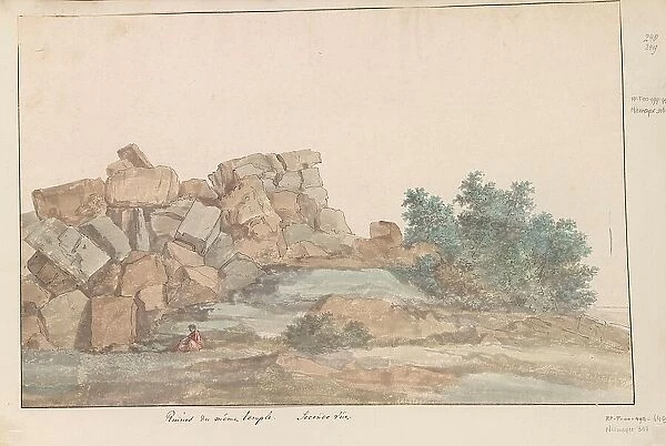Remains of Zeus Olympus Temple at Agrigento, 1778. Creator: Louis Ducros