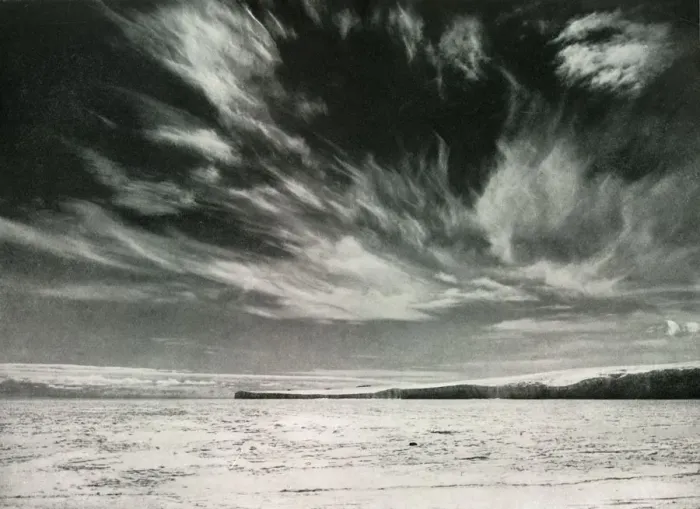 Framed Print : Remarkable Cirrus Clouds Over The Barne Glacier, 19 Dec 1911, (1913). Artist: Herbert Ponting Framed Print : Remarkable Cirrus Clouds Over The Barne Glacier, 19 Dec 1911, (1913). Artist: Herbert Ponting