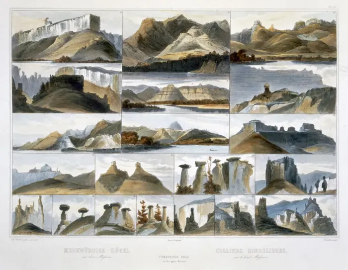 Framed Print : Remarkable Hills on the Upper Missouri, 1844. Artist: Friedrich Salathe Framed Print : Remarkable Hills on the Upper Missouri, 1844. Artist: Friedrich Salathe