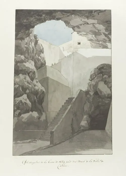 Framed Print : Remarkable lava rocks from 1669 at the city walls of Catania, 1778. Creator: Louis Ducros Framed Print : Remarkable lava rocks from 1669 at the city walls of Catania, 1778. Creator: Louis Ducros