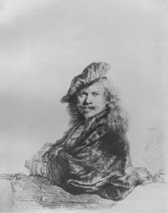 Framed Print : Rembrandt Leaning on a Stone Sill, 1639. Artist: Rembrandt Harmensz van Rijn Framed Print : Rembrandt Leaning on a Stone Sill, 1639. Artist: Rembrandt Harmensz van Rijn