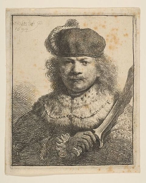 Rembrandt with Raised Sabre, 1634. Creator: Rembrandt Harmensz van Rijn