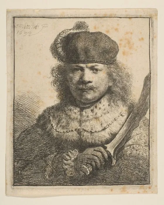 Framed Print : Rembrandt with Raised Sabre, 1634. Creator: Rembrandt Harmensz van Rijn Framed Print : Rembrandt with Raised Sabre, 1634. Creator: Rembrandt Harmensz van Rijn