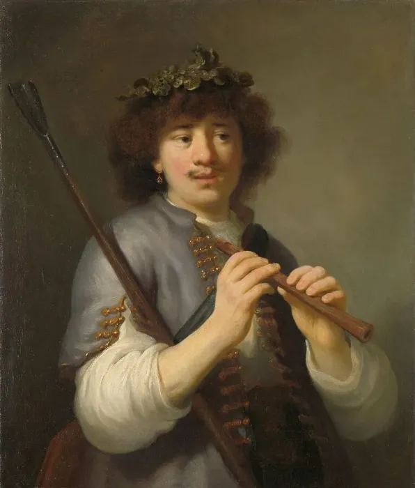 Framed Print : Rembrandt as a Shepherd with a Staff and Flute, c.1636. Creator: Govaert Flinck Framed Print : Rembrandt as a Shepherd with a Staff and Flute, c.1636. Creator: Govaert Flinck