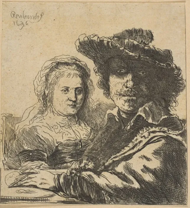 Framed Print : Rembrandt and his Wife (copy), 1786-1844. Creator: Ignace Joseph de Claussin Framed Print : Rembrandt and his Wife (copy), 1786-1844. Creator: Ignace Joseph de Claussin