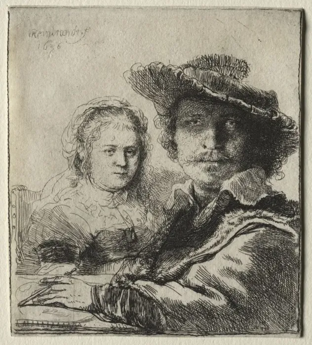 Framed Print : Rembrandt and his Wife Saskia, 1636. Creator: Rembrandt van Rijn (Dutch, 1606-1669) Framed Print : Rembrandt and his Wife Saskia, 1636. Creator: Rembrandt van Rijn (Dutch, 1606-1669)
