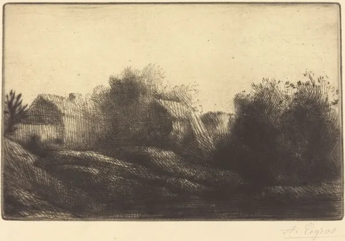 Framed Print : Remembrance of My Village (Souvenir de mon village). Creator: Alphonse Legros Framed Print : Remembrance of My Village (Souvenir de mon village). Creator: Alphonse Legros