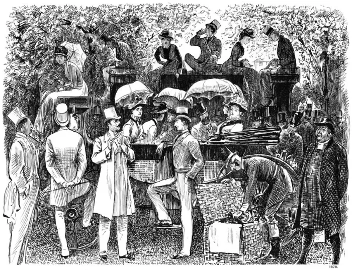 Framed Print : A Reminiscence of Lords Cricket Ground (Eton vs Harrow), 1878 (1891). Artist: George du Maurier Framed Print : A Reminiscence of Lords Cricket Ground (Eton vs Harrow), 1878 (1891). Artist: George du Maurier