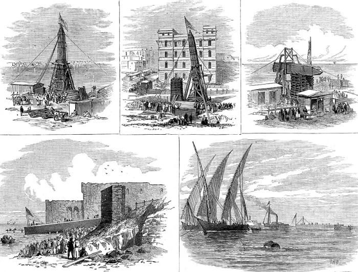 Framed Print : Removal of another obelisk from Alexandria, for transport to New York, 1880. Creator: Unknown Framed Print : Removal of another obelisk from Alexandria, for transport to New York, 1880. Creator: Unknown