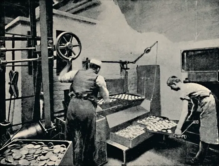 Framed Print : Removing Biscuits from Oven, c1917 Framed Print : Removing Biscuits from Oven, c1917