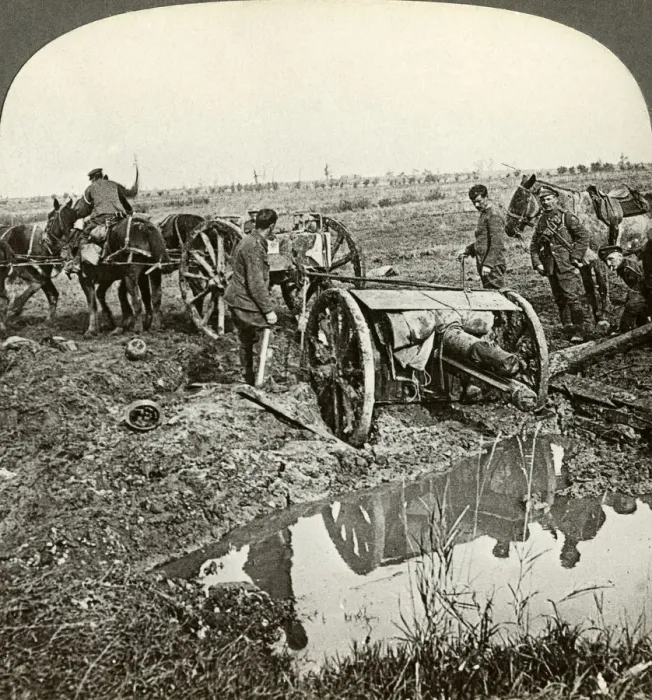 Framed Print : Removing a field gun from a flooded position, World War I, 1914-1918. Artist: Realistic Travels Publishers Framed Print : Removing a field gun from a flooded position, World War I, 1914-1918. Artist: Realistic Travels Publishers