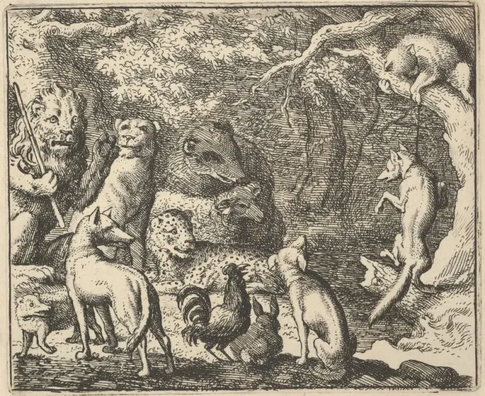 Framed Print : Renard Asks for Confession, 1650-75. Creator: Allart van Everdingen Framed Print : Renard Asks for Confession, 1650-75. Creator: Allart van Everdingen
