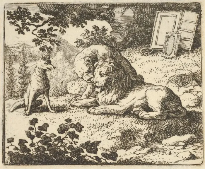 Framed Print : Renard Lies that he Gave the Ram Various Precious Objects that Were Meant for the Lion Framed Print : Renard Lies that he Gave the Ram Various Precious Objects that Were Meant for the Lion