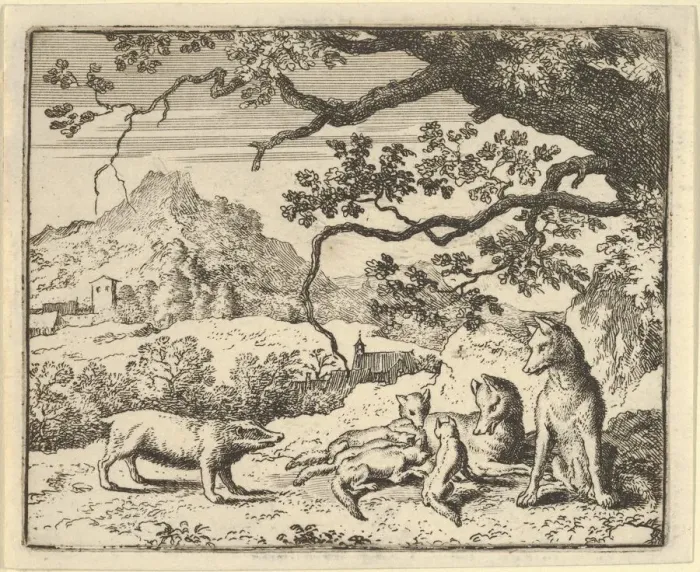 Framed Print : Renard Receives a New Citation from the Badger, 1650-75. Creator: Allart van Everdingen Framed Print : Renard Receives a New Citation from the Badger, 1650-75. Creator: Allart van Everdingen
