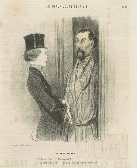Framed Print : Un rendez-vous, 19th century. Creator: Honore Daumier Framed Print : Un rendez-vous, 19th century. Creator: Honore Daumier