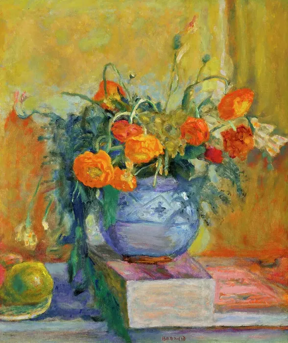 Framed Print : Renoncules au vase bleu, c. 1925. Creator: Bonnard, Pierre (1867-1947) Framed Print : Renoncules au vase bleu, c. 1925. Creator: Bonnard, Pierre (1867-1947)