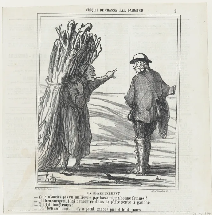 Framed Print : Un renseignement, 1864. Creator: Honore Daumier Framed Print : Un renseignement, 1864. Creator: Honore Daumier