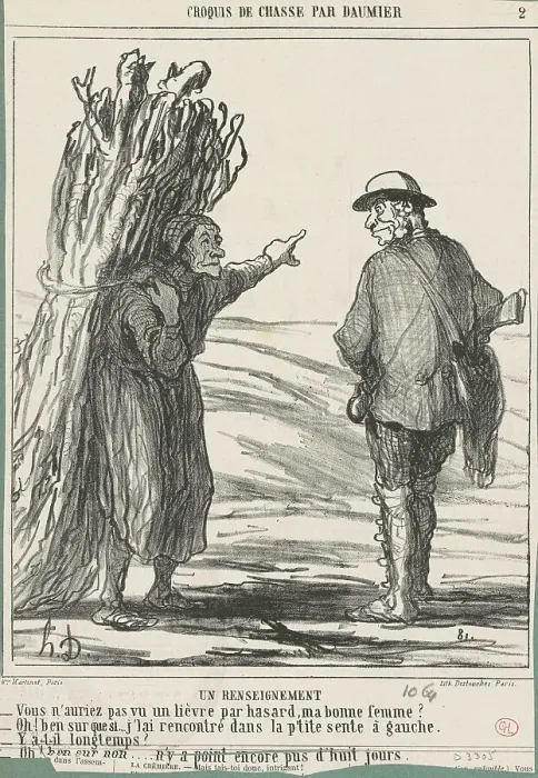 Framed Print : Un renseignement, 19th century. Creator: Honore Daumier Framed Print : Un renseignement, 19th century. Creator: Honore Daumier