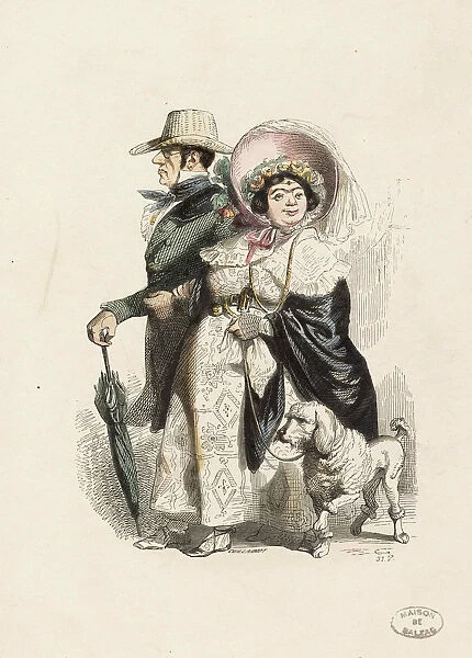 A Rentier and his wife, 1840. Creator: Grandville, Jean-Jacques (1803-1847)