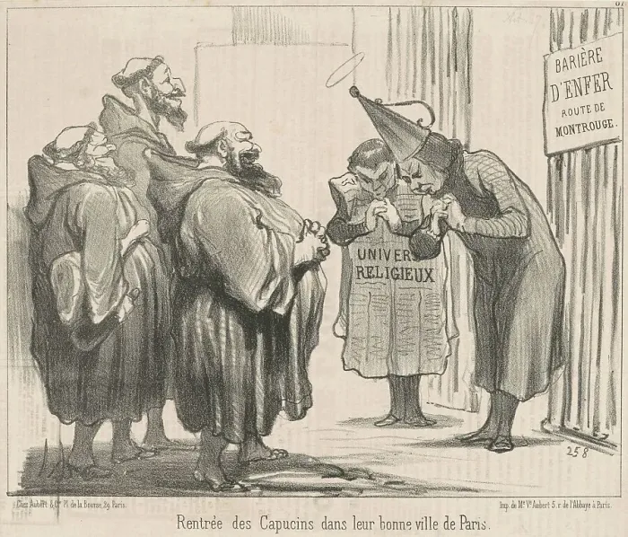 Framed Print : Rentrée des Capucins dans... Paris, 19th century. Creator: Honore Daumier
