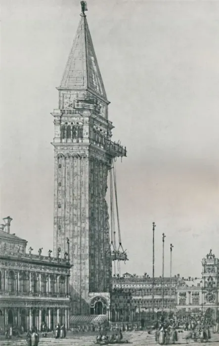 Framed Print : Repairing the Campanile, 1746-1756, (1925). Creator: Canaletto