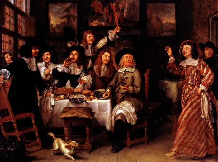 Framed Print : Repas d'artistes, after 1660. Creator: Gonzalès Cockes Framed Print : Repas d'artistes, after 1660. Creator: Gonzalès Cockes