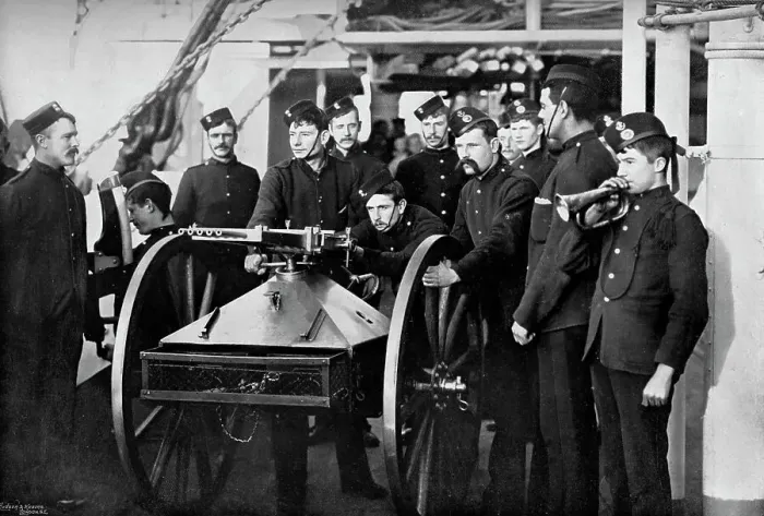 Framed Print : Repel boarders exercise, Sheerness Gunnery School, Kent, 1896. Artist: Gregory & Co Framed Print : Repel boarders exercise, Sheerness Gunnery School, Kent, 1896. Artist: Gregory & Co