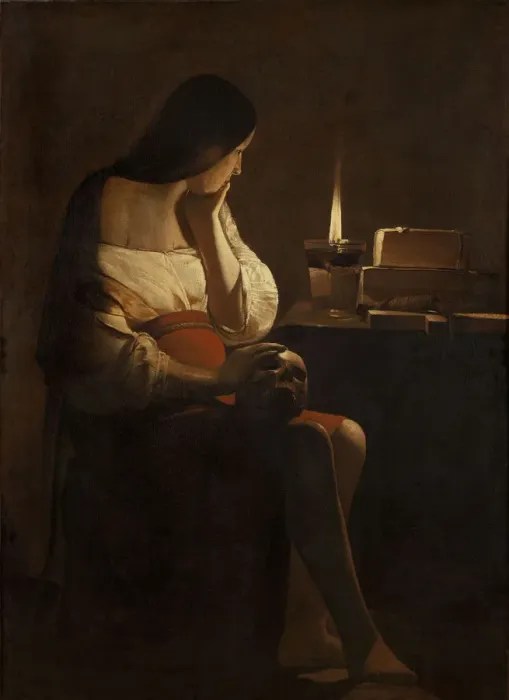 Framed Print : The Repentant Mary Magdalene. Artist: La Tour, Georges, de (1583-1652) Framed Print : The Repentant Mary Magdalene. Artist: La Tour, Georges, de (1583-1652)