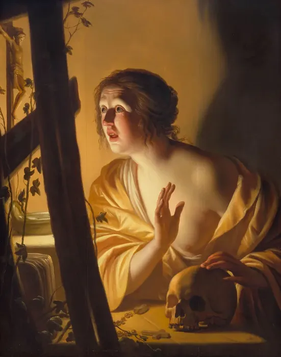 Framed Print : The Repentant Mary Magdalene, ca 1625. Creator: Honthorst, Gerrit, van (1590-1656) Framed Print : The Repentant Mary Magdalene, ca 1625. Creator: Honthorst, Gerrit, van (1590-1656)