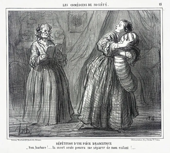 Framed Print : Répétition d'une pièce dramatique, 1858. Creator: Honore Daumier Framed Print : Répétition d'une pièce dramatique, 1858. Creator: Honore Daumier