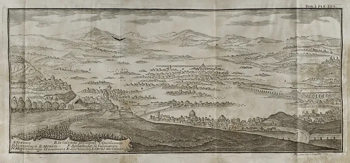 Framed Print : Representation of the city of Mexico (Mexico-Tenochtitlan), 1771. Creator: Domingo Pauner Framed Print : Representation of the city of Mexico (Mexico-Tenochtitlan), 1771. Creator: Domingo Pauner
