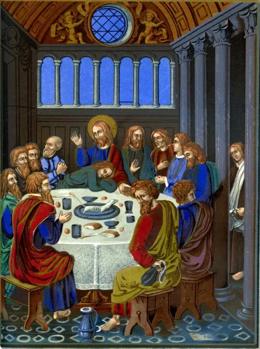 Framed Print : Representation of The Last Supper on enamelled copper, 16th century (1849). Artist: Franz Kellerhoven Framed Print : Representation of The Last Supper on enamelled copper, 16th century (1849). Artist: Franz Kellerhoven